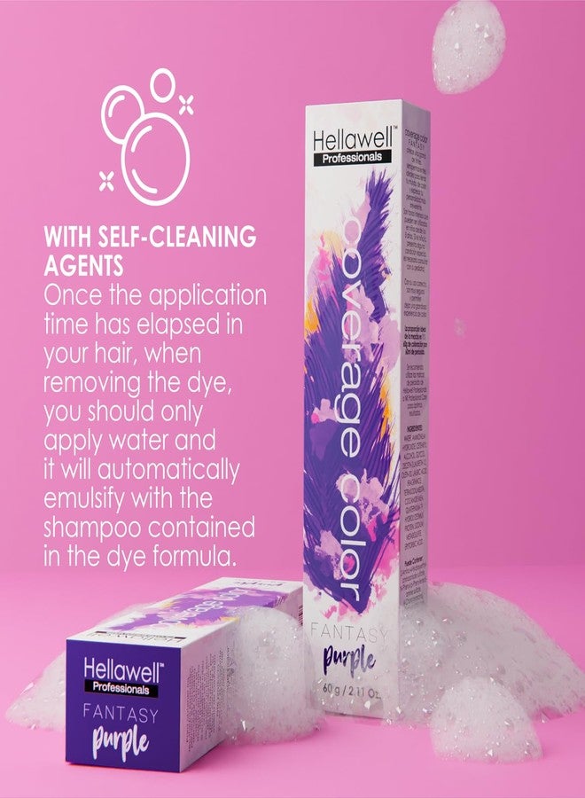 HELLAWELL PROFESSIONALS Hellawell Professional Hair Dye. Coverage Color Fantasy - Semi-permanent oxidation coloring cream. Purple 2.11oz. - Image 4